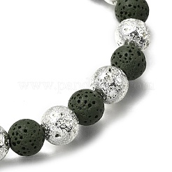 Pulseras de piedra de lava natural galvanizadas para Halloween&nbsp;BJEW-JB12332-02