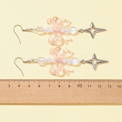 Orecchini pendenti in acrilico con fiocco e cuore da donna&nbsp;EJEW-FZ00002