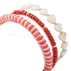 3 pz 3 stile heishi in argilla polimerica e conchiglia naturale&nbsp;BJEW-TA00290