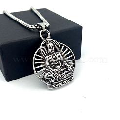 Vintage-Punk-Halsketten mit Buddha-Anhänger aus Edelstahl 304 für Herren&nbsp;MR6737