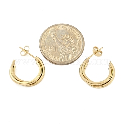 C-förmige Ohrstecker aus gedrehtem Edelstahl 304 für Damen&nbsp;EJEW-C096-40G