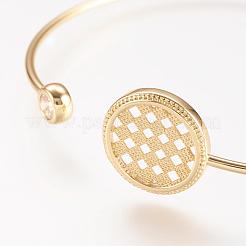 Messing Strass Manschette Armreif&nbsp;BJEW-P168-A07