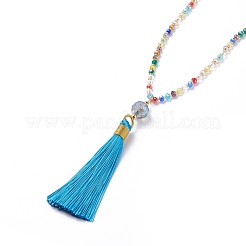 Set di gioielli con ciondolo in nappa di poliestere&nbsp;SJEW-JS01063