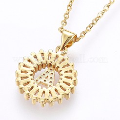 Colliers pendentifs initiaux en laiton sertis de micro-pavés de zirconiums cubiques&nbsp;NJEW-H486-30G