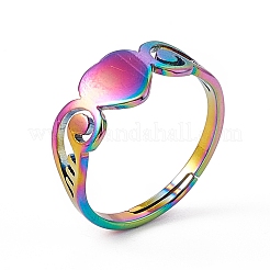 Anillo ajustable de acero inoxidable con baño de iones (IP) 201 para mujer&nbsp;RJEW-K242-01M