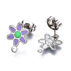 304 acciaio inossidabile smaltato orecchini a perno&nbsp;STAS-T052-43P-04