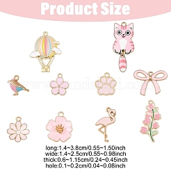 10 pièces 10 styles pendentifs en émail en alliage plaqué or clair&nbsp;ENAM-YW0006-29