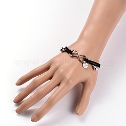 Pelle cavo di collegamento in ottone infinito bracciali&nbsp;BJEW-JB01952-01