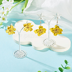 2 par de pendientes colgantes de flores de hierro de 2 estilos y elegantes pendientes de botón de flores de pétalos multicapa.&nbsp;EJEW-TA0001-80C