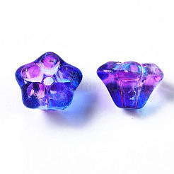 Perle di vetro verniciato a spruzzo trasparente bicolore&nbsp;GGLA-S054-011D-02