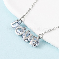 Halsketten und Ohrstecker aus 304 Edelstahl mit Zirkonia-Anhängern für Damen&nbsp;SJEW-B022-01P
