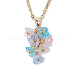 8 collier pendentif fleur en acrylique transparent givré de 8 couleurs&nbsp;NJEW-JN05231