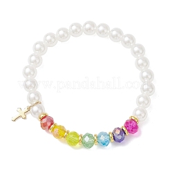 Pulseras con dije de cruz pequeña de acero inoxidable 304 con chakra&nbsp;BJEW-JB12834