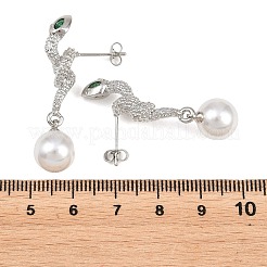 Boucles d'oreilles à tige en laiton serpent avec micro pavé de zircons cubiques&nbsp;EJEW-K249-13P