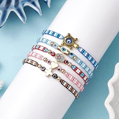 Braccialetti di perline di vetro intrecciate per le donne&nbsp;BJEW-MZ00122