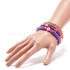 4pcs 4 Stil Acryl Böser Blick & Kunststoff Totenkopf & Synthetische Hämatit Perlen Stretch Armbänder Set&nbsp;BJEW-JB08896