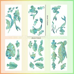 6 stücke 2 arten pvc aufkleber schillernde farbe fenster aufkleber 3d laser fisch und meerjungfrau statische glas fenster aufkleber&nbsp;JX833A