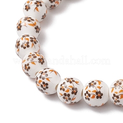 2 bracelet extensible fait main en porcelaine imprimée de fleurs et de perles en céramique&nbsp;BJEW-JB11910