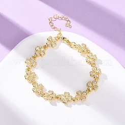Bracciali in ottone micro pavé con zirconi cubici trasparenti per donna&nbsp;BJEW-D342-04G