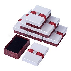 Kraft Baumwolle gefüllt Rechteck Pappe Schmuck Set Boxen mit Bogenknoten&nbsp;CBOX-N006-03