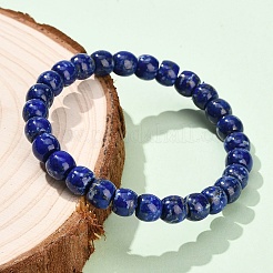 Braccialetti elastici in perle di lapislazzuli naturali di grado ab+&nbsp;BJEW-F523-06A