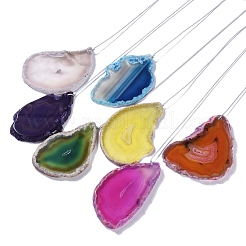Messingdraht umwickelt Chakra natürliche Edelsteinsplitter hängende Ornamente&nbsp;AJEW-B028-01G-03