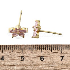 Ohrstecker aus Messing mit Zirkonia-Pavé für Damen&nbsp;EJEW-F363-04G