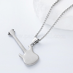 Vintage-Halsketten mit Flammen-Rockgitarren-Anhänger aus Edelstahl 304 für Damen und Herren&nbsp;PN9631