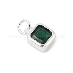 925 breloque carrée en argent sterling avec zircone cubique pavée avec anneaux de jonction et 925 poinçons&nbsp;STER-D288-05S-01