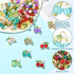 50 Stück 10 Stile Glas & Harz Imitation Perle Kirsche Charms&nbsp;PALLOY-CJ00161