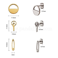 6 paio di orecchini a bottone in acciaio inossidabile 304 con spilla di sicurezza e chiave&nbsp;EJEW-SZ0001-64
