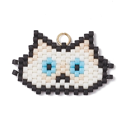 5 pendentif en forme de tête de chat fait à la main en perles de verre de 5 couleurs&nbsp;PALLOY-MZ00933
