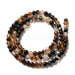 Gefärbte und erhitzte schwarze Achat-Rundperlenstränge&nbsp;G-P070-22-4mm