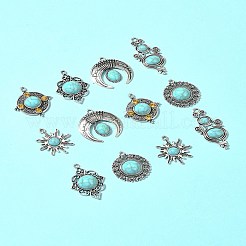 12 stücke 6 arten tibetischen stil legierung pflastern imitation türkis anhänger&nbsp;FIND-FS0002-81