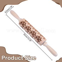 Rouleau à pâtisserie en bois imprimé fleurs&nbsp;AJEW-WH0314-689B