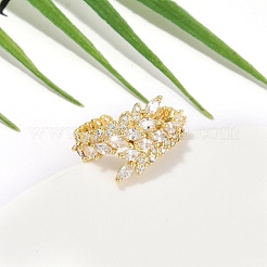Gestellplattierte Manschettenringe aus Messing mit Mikropavé und klarem Zirkonia für Damen&nbsp;RJEW-M028-56G
