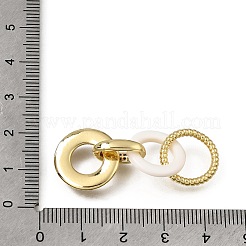 Nacre blanche naturelle et laiton sertis de micro-pavés de zircone cubique transparente&nbsp;KK-C262-05B-G