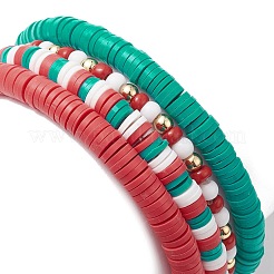 4 Stück 4 Stil Fimo Heishi Surfer Stretch Armbänder Set&nbsp;BJEW-TA00268