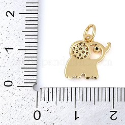 Dijes de circonita cúbica micro pavé de latón bañado en elefante&nbsp;KK-P287-03G