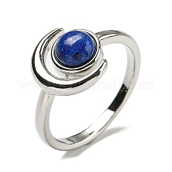 Anneaux réglables en lapis-lazuli naturel&nbsp;RJEW-K269-09P-05