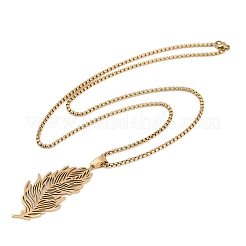 201 collares colgantes de plumas de acero inoxidable&nbsp;LS-NJEW-K283-12G