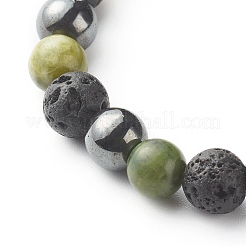 Rundes Stretch-Armband aus natürlicher Jade & Lavagestein & synthetischem Hämatit&nbsp;BJEW-JB06657-02