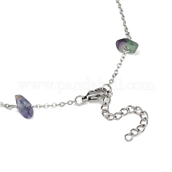Chaînes de cheville en perles de fluorite naturelles&nbsp;AJEW-AN00671-03