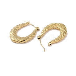Pendientes de aro medio de acero inoxidable con forma de hoja 201 para mujer&nbsp;EJEW-G385-20G