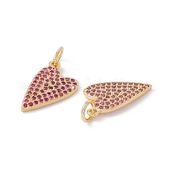Pendenti in ottone placcato a cremagliera con micro pavé di zirconi rosa caldo&nbsp;X-ZIRC-C040-19G