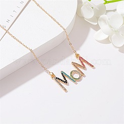 Legierung Strass Wort Mama Anhänger Halsketten für den Muttertag&nbsp;FS-WG76C28-01