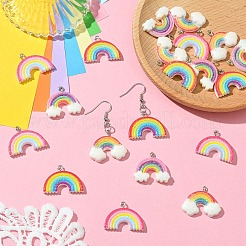 Kits de joyería para hacer aretes colgantes de resina opaca con arcoíris&nbsp;DIY-YW0010-80