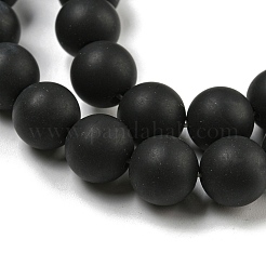 Dépoli agate noire naturelle perles rondes brins&nbsp;G-N0151-11-10mm