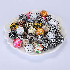 Perles focales en silicone à motifs colorés imprimés&nbsp;SI-JX0022A-14