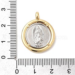 Flach rund mit Jungfrau Maria Charms Messing Anhänger&nbsp;KK-H529-29GP